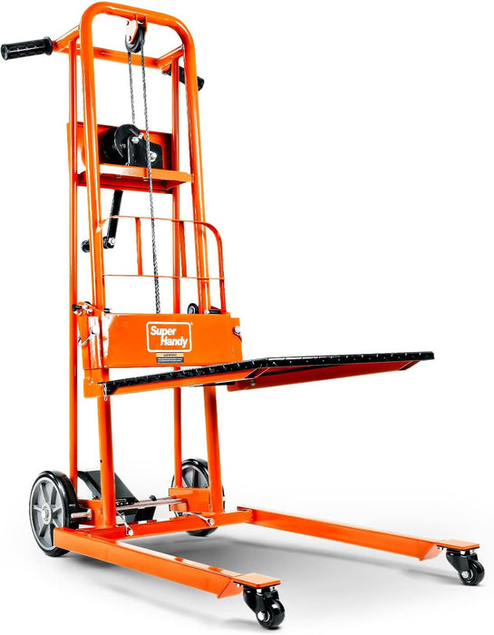 SuperHandy Material Lift Stacker – 150 kg Lift, 102 cm Max Height, Dolly with Swivel Casters, Manual Winch