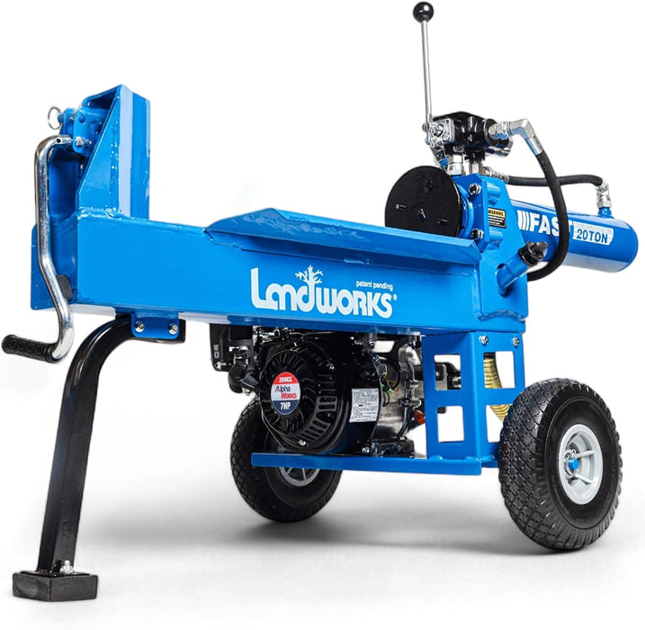 Landworks 20-Ton Portable Log Splitter – Gas Powered, Horizontal Beam, 7HP Engine, Forestry Use
