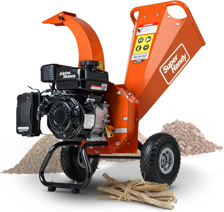 SuperHandy Mini Wood Chipper Shredder – 7HP 212cc, Compact, 7.6 cm Max Branch Capacity