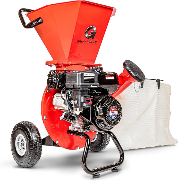 GreatCircleUSA Wood Chipper Shredder Mulcher Heavy Duty Gas Powered 3 in 1 Multi-Function 3" Inch Max Wood Diameter Capacity EPA/CARB Certified Aids in Fire Prevention - Building a Firebreak