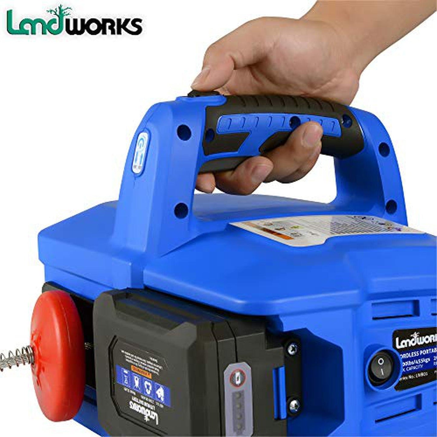 Landworks Electric Portable Towing Winch - 48V 2Ah Battery System, 1/2 Ton Max Capacity, Steel Braided Cable - DIY Tools by GreatCircleUS