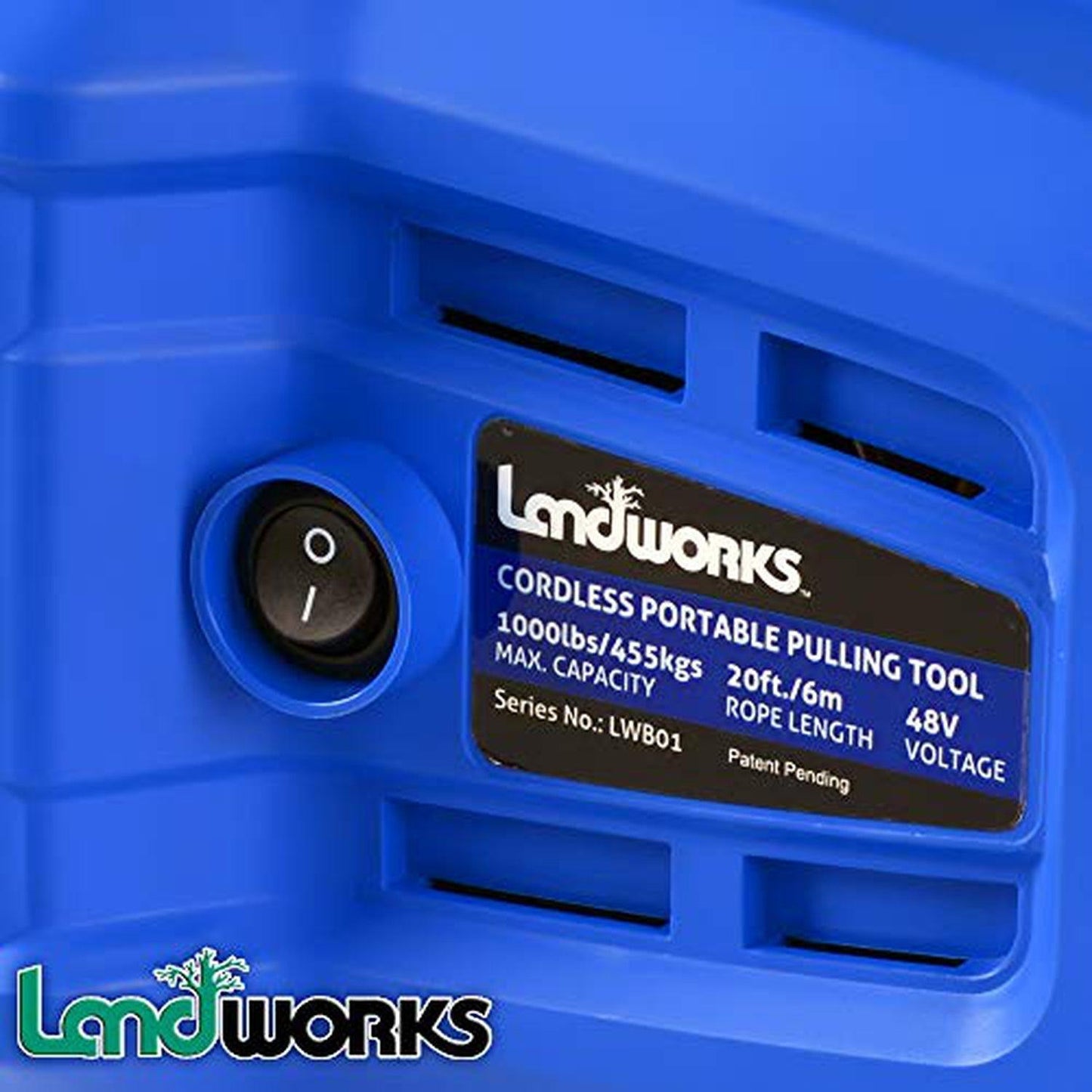Landworks Electric Portable Towing Winch - 48V 2Ah Battery System, 1/2 Ton Max Capacity, Steel Braided Cable - DIY Tools by GreatCircleUS