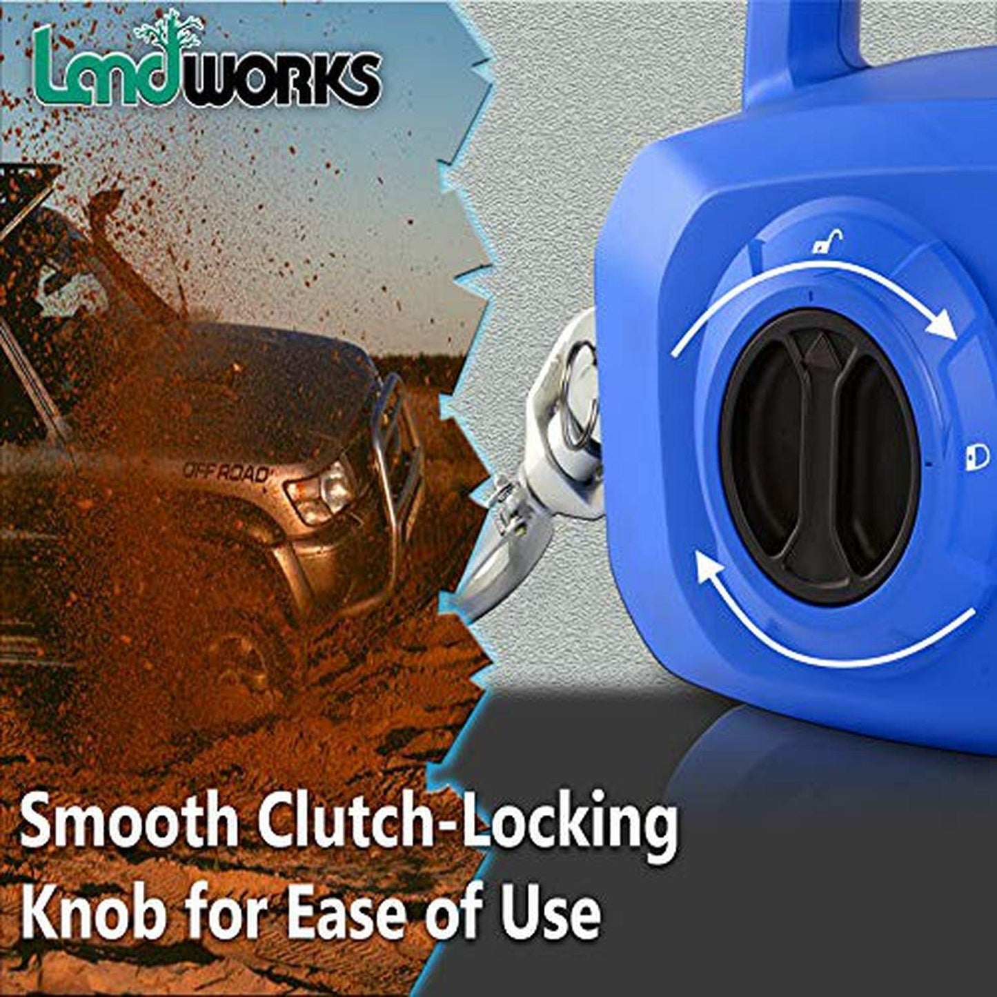 Landworks Electric Portable Towing Winch - 48V 2Ah Battery System, 1/2 Ton Max Capacity, Steel Braided Cable - DIY Tools by GreatCircleUS