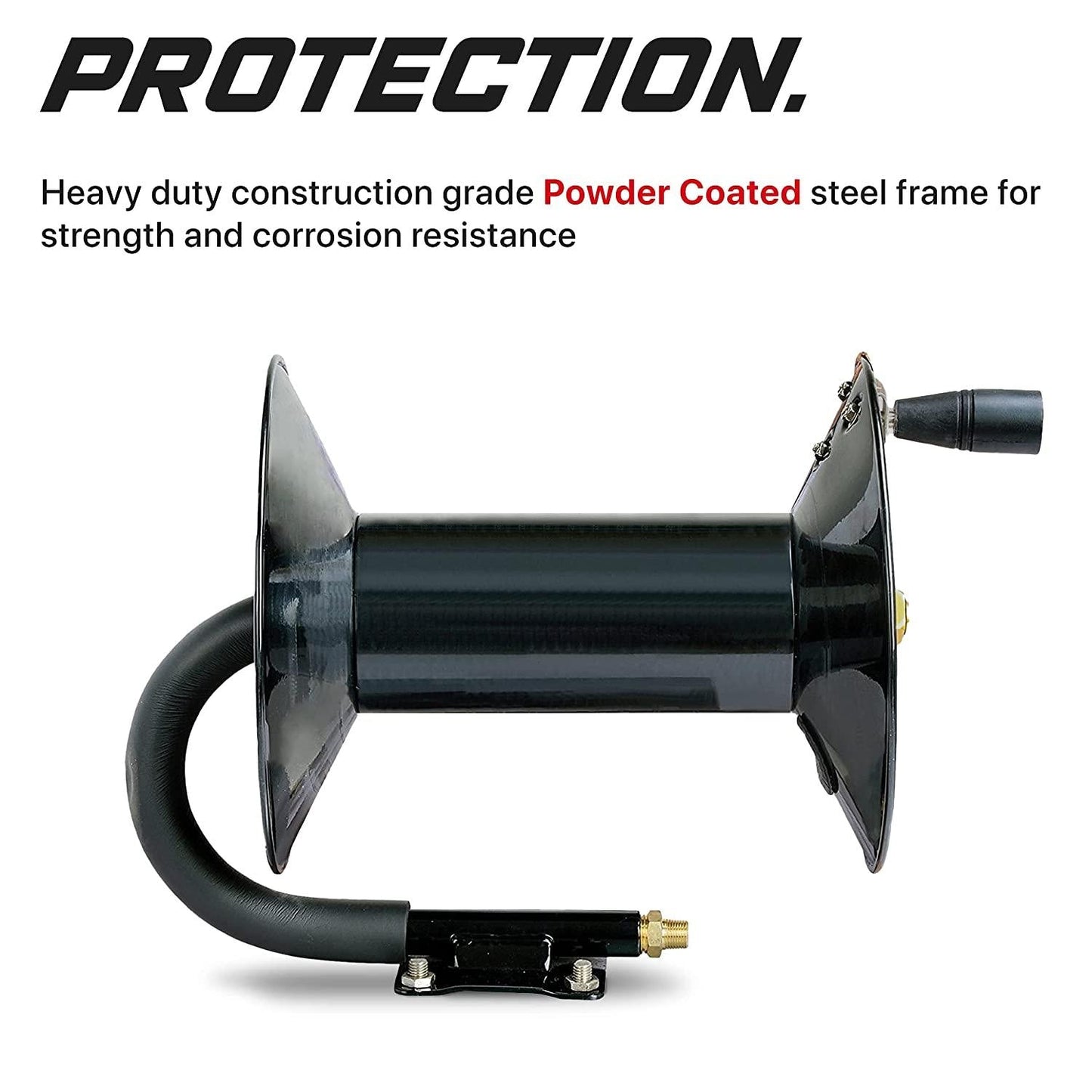 ReelWorks Mountable Manual Hose Reel Crank - Fits up to 100' Ft of 3/8" Air Hose, Max 300 PSI - DIY Tools by GreatCircleUS