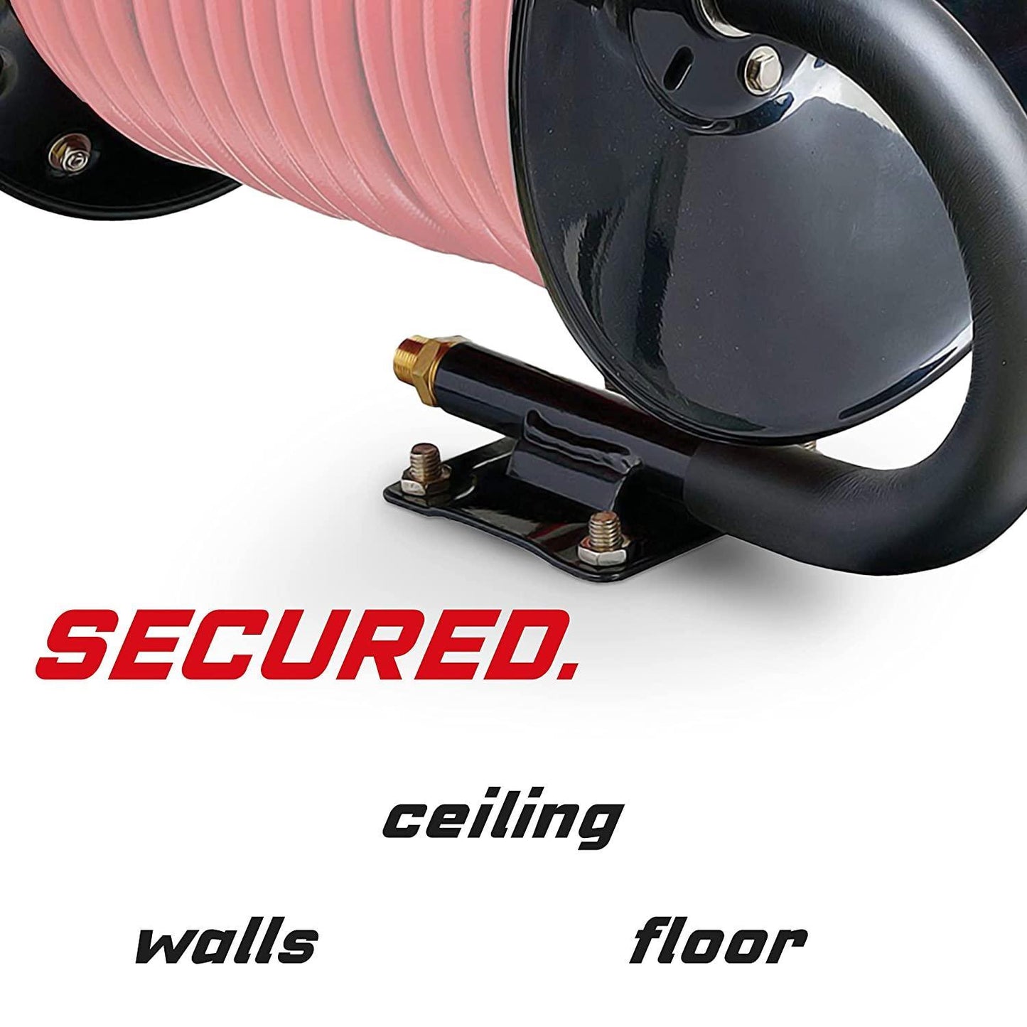 ReelWorks Mountable Manual Hose Reel Crank - Fits up to 100' Ft of 3/8" Air Hose, Max 300 PSI - DIY Tools by GreatCircleUS