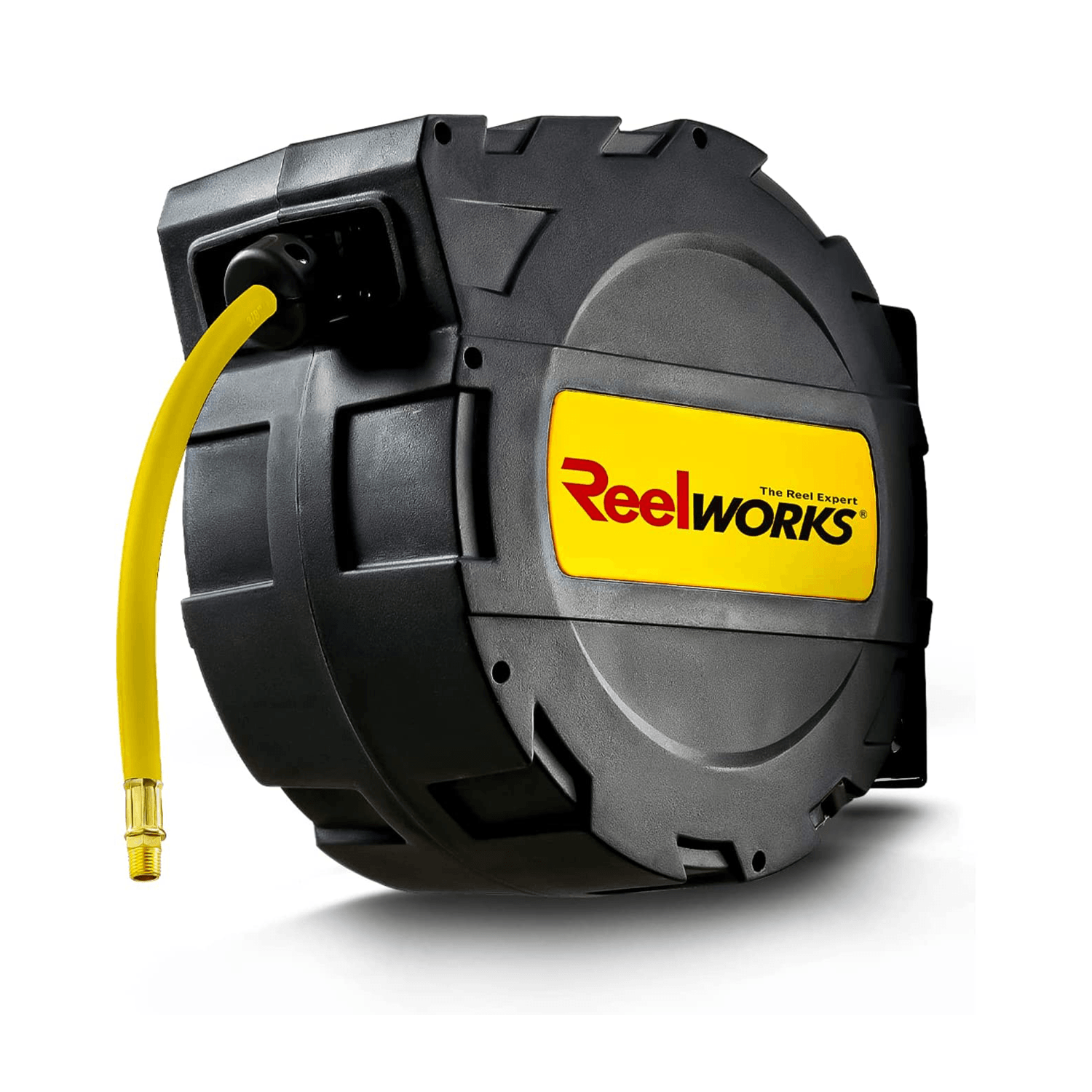 ReelWorks Mountable Retractable Air Hose Reel - 3/8 x 50'FT, 3' Ft Le