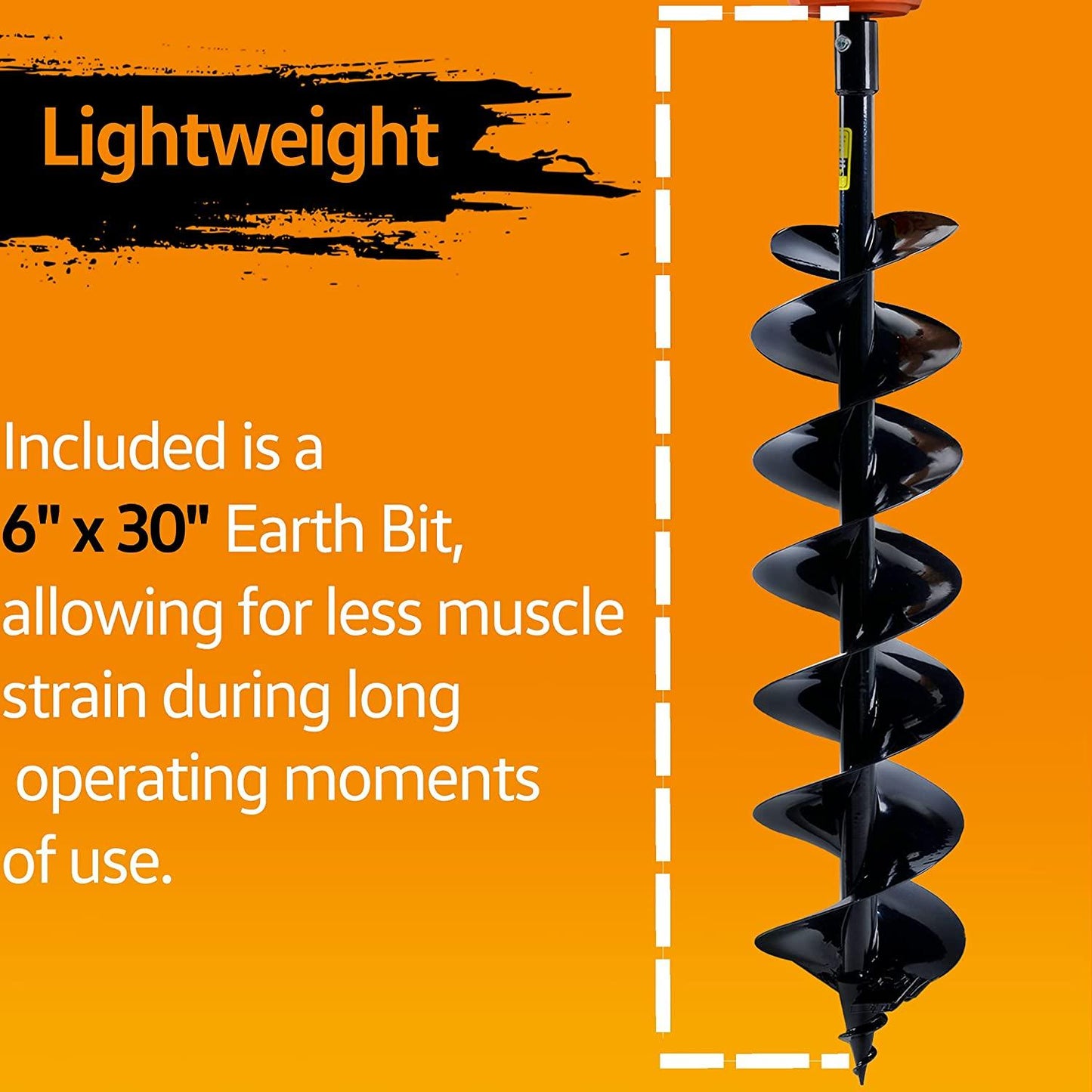 SuperHandy Electric Earth Auger and Drill Bit - 48V 2Ah Battery System, 6" x 30" Drill Bit, 3/4" Shaft - DIY Tools by GreatCircleUS