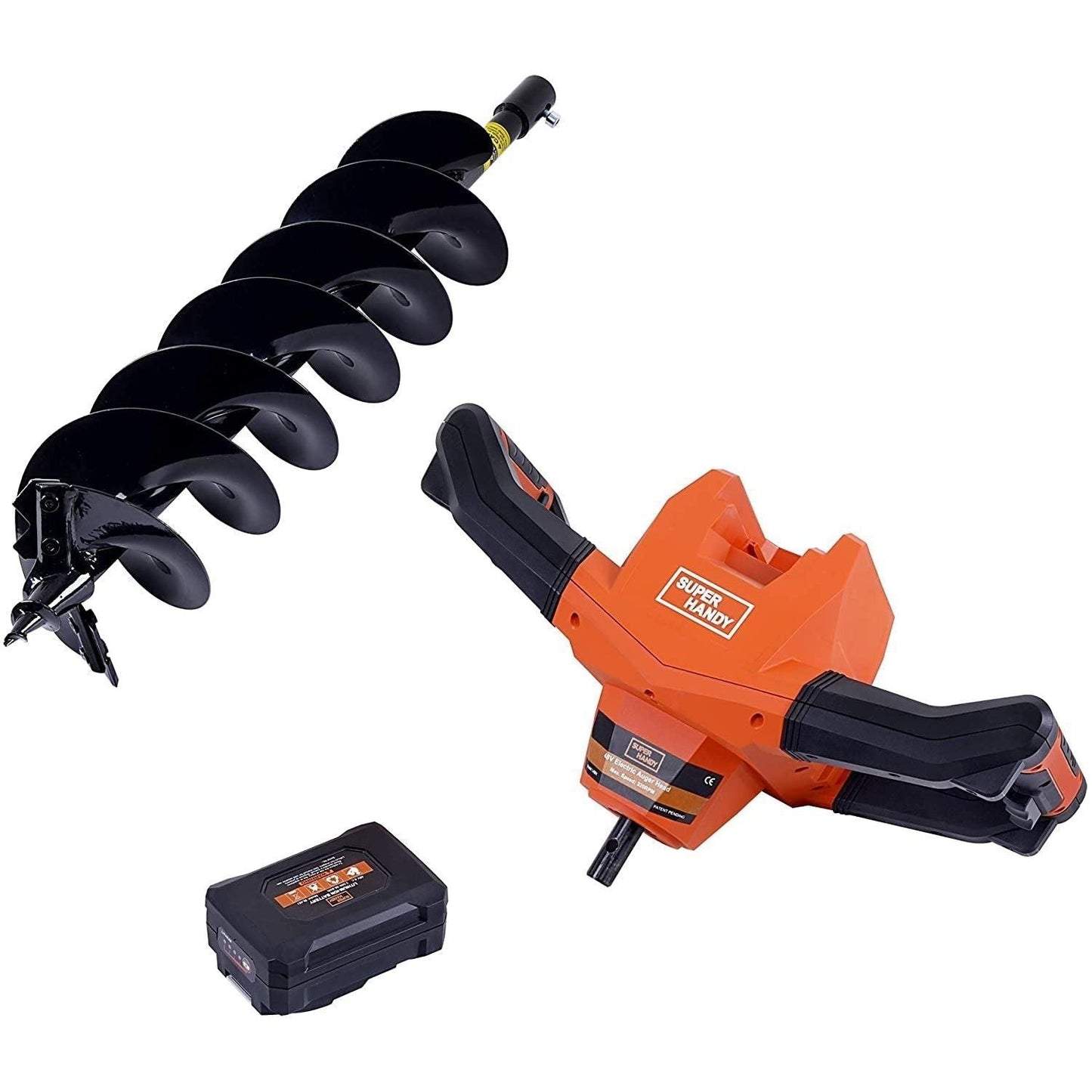 SuperHandy Electric Earth Auger and Drill Bit - 48V 2Ah Battery System, 6" x 30" Drill Bit, 3/4" Shaft - DIY Tools by GreatCircleUS