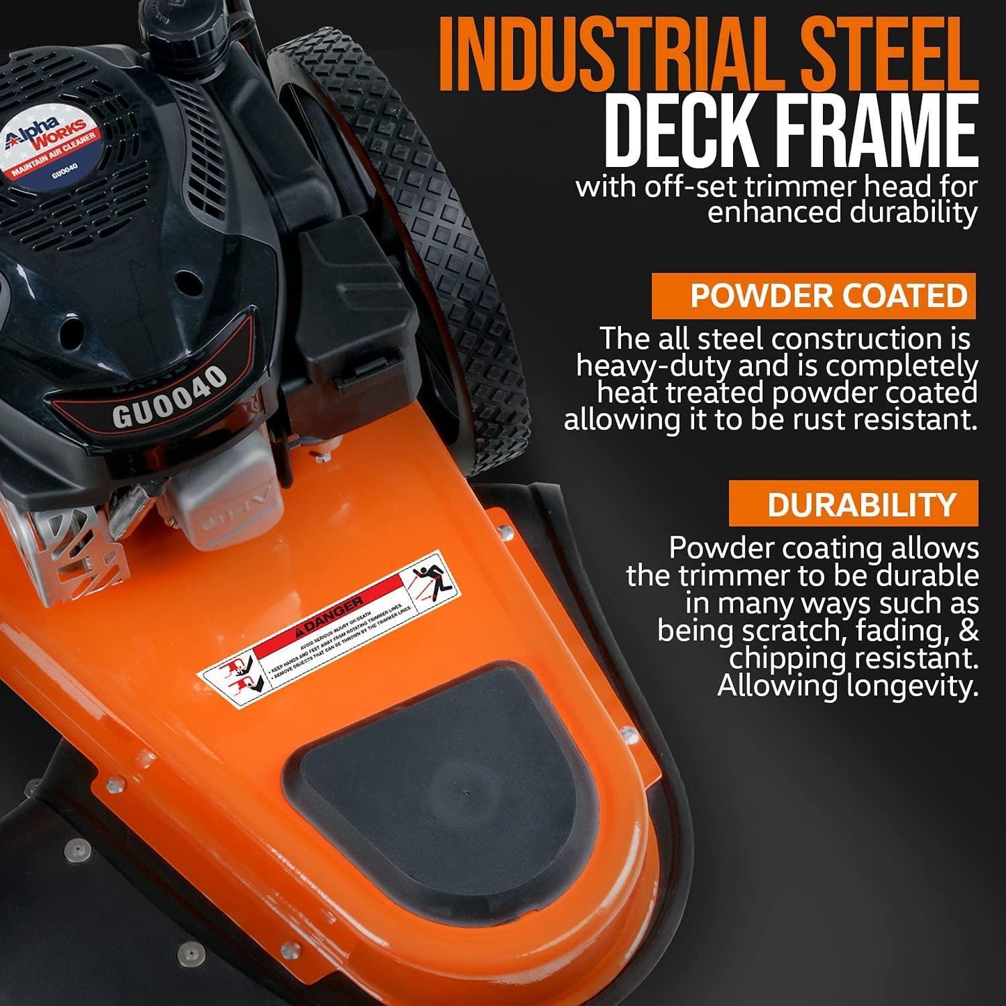 SuperHandy Walk-Behind String Trimmer & Weed Whacker - 7HP Gas Engine, 21" Cutting Diameter - DIY Tools by GreatCircleUS
