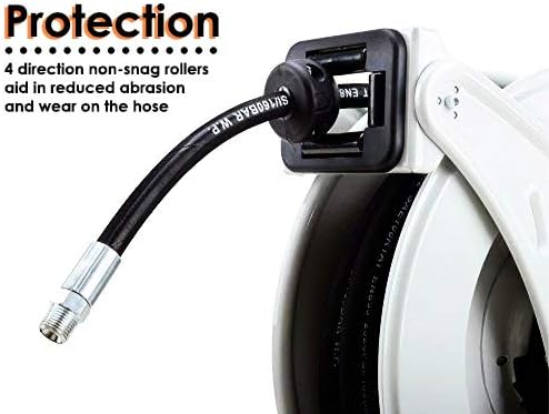 Reelworks Retractable Oil Hose Reel – 1/2 in. x 15.2 m, Dual Arm Steel, 160 bar Max Pressure