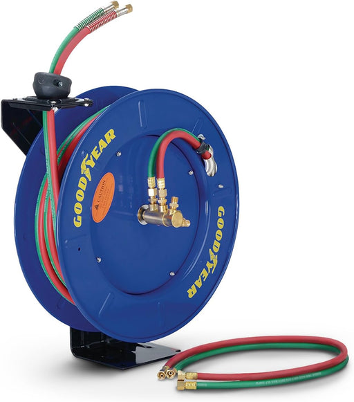 GOODYEAR Spring Driven Steel Retractable Hose Reel (1/4 in. x 50 ft. - Welding Reel)