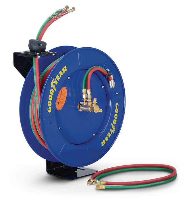 Goodyear Welding Hose Reel – Retractable, 1/4 in. x 15.2 m, Spring Driven Steel Frame