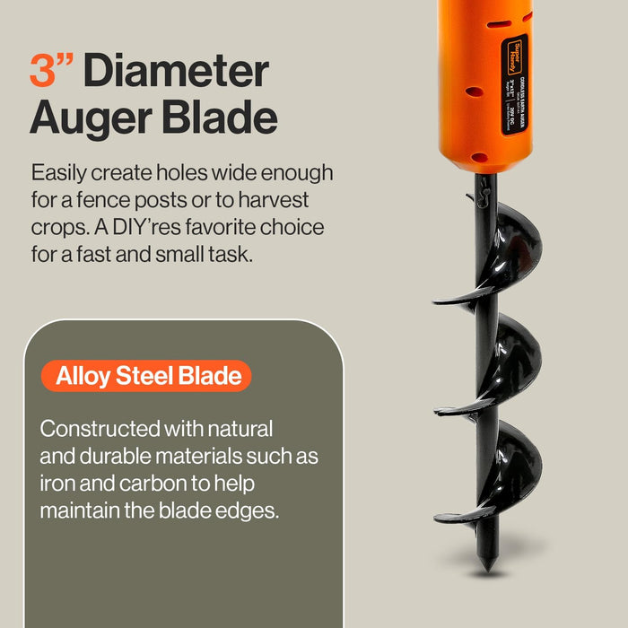 SuperHandy Electric Earth Auger – 20V Battery, 30 cm Bit, for Soil & Post Holes