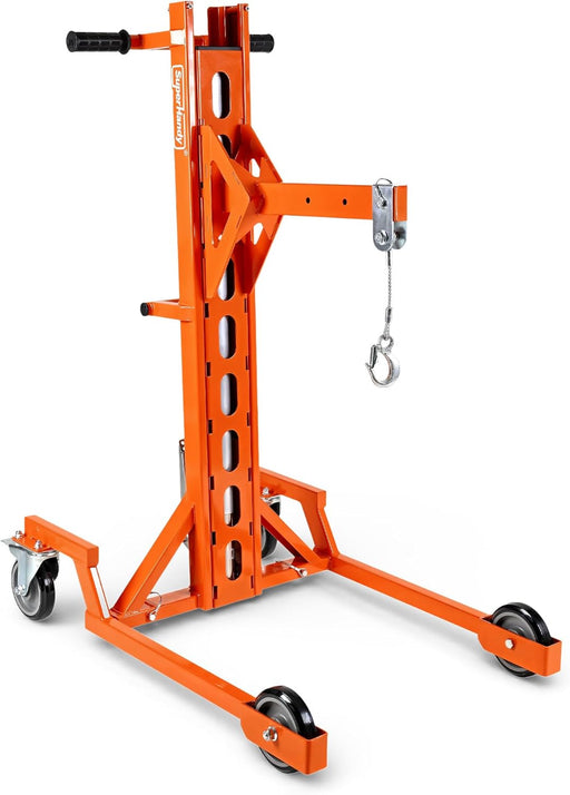 Superhandy Portable Hydraulic Crane Lift, Tool-Free Disassembly, Foot Pedal Operation, 6-Inch PU Wheels with Brakes, No Power Required, for Trucks, Garages & Workshops