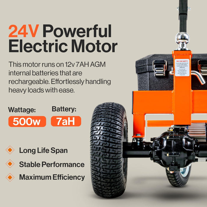 SuperHandy Trailer Dolly Electric Power 2800LBS Max Trailer Weight, 450LBS Max Tongue Weight, DC 24V 500W 24V 7Ah Powered Heavy Duty Commercial Jack Lever 2" Ball Mount Included