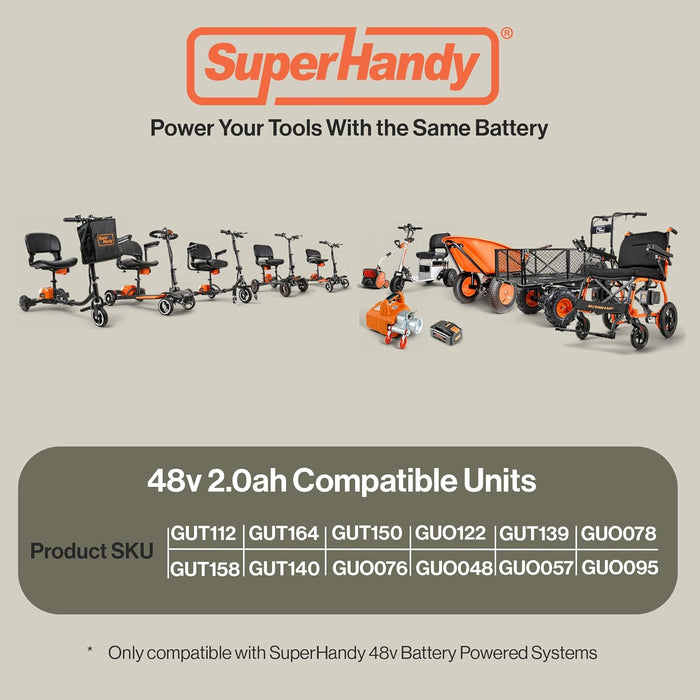 SuperHandy 48V 2Ah Lithium Battery – 88.8 Wh, Rechargeable, for Foggers, Wagons, Augers (Battery Only)