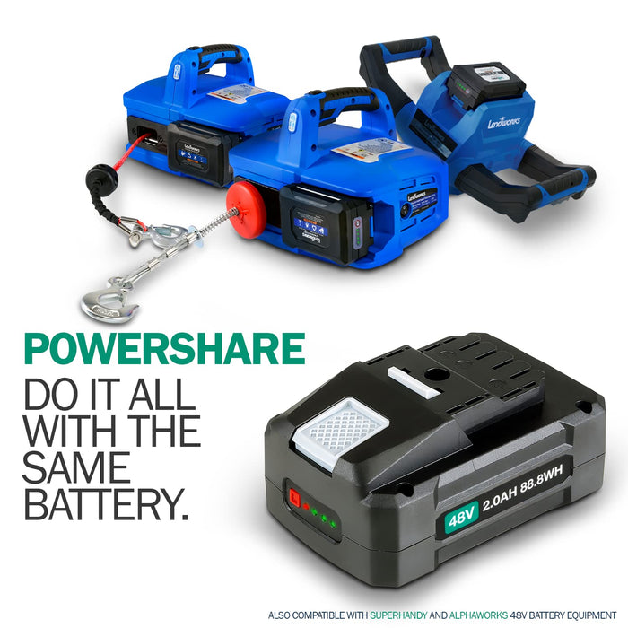 Landworks Super Duty Pro 48V 2Ah Battery – 88.8 Wh, Li-ion, for Augers & Utility Carts (Battery Only)