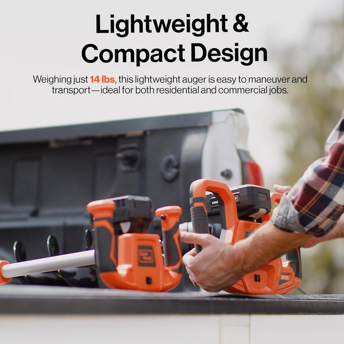 SuperHandy Earth Auger Power Head w/Steel 6"x30" Bit Ultra Duty Eco-Friendly Electric Cordless Lithium-Ion Battery & Charger for Earth Burrowing/Drilling & Post Hole Digging (Earth Auger 6" Set)