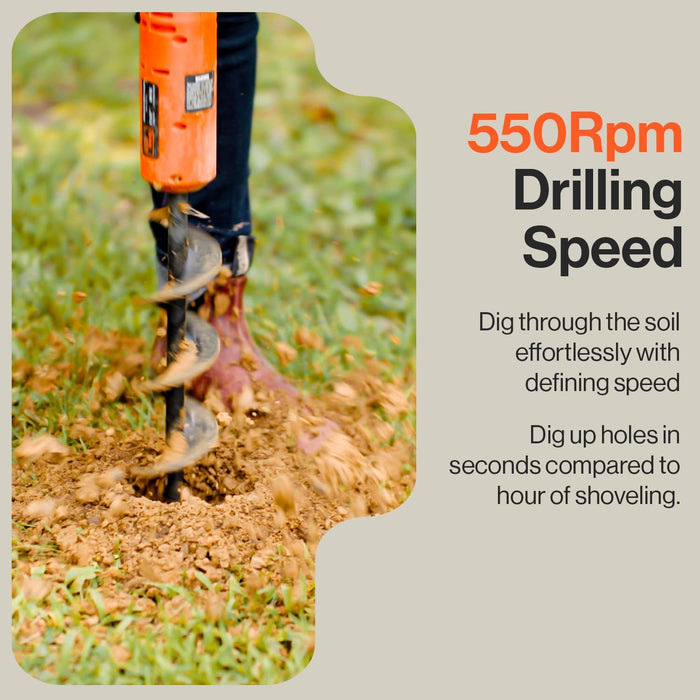 SuperHandy Electric Earth Auger – 20V Battery, 30 cm Bit, for Soil & Post Holes