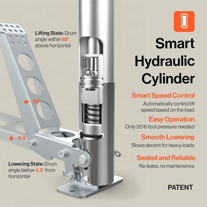 SuperHandy Hydraulic Material Lift Stacker, Portable Forklift – 550 lbs Capacity, 59" Max Lift Height, Disassembles for Transport, with 6" PU Wheels & Mechanical Brakes