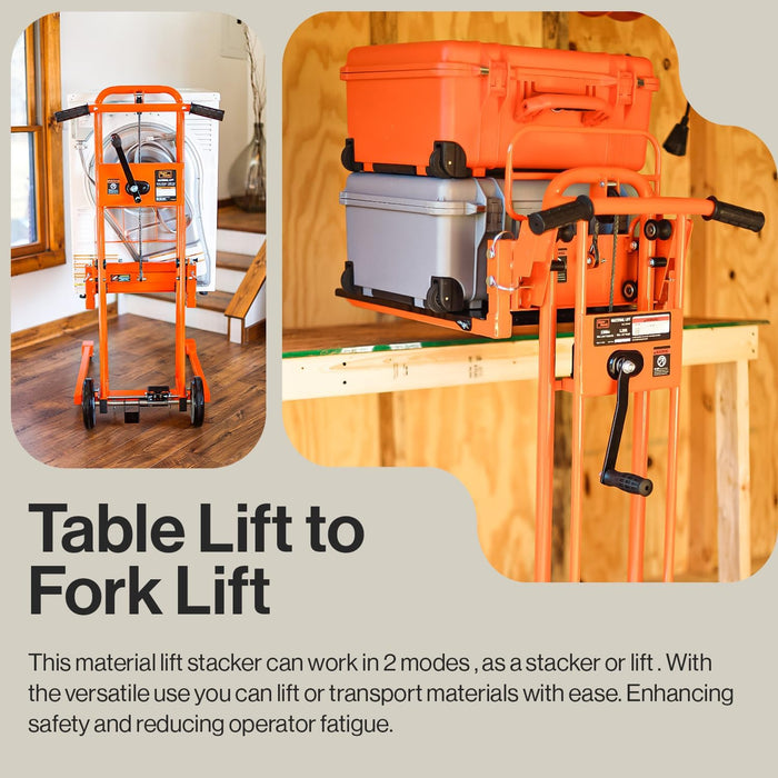 SuperHandy Material Lift Stacker – 150 kg Lift, 102 cm Max Height, Dolly with Swivel Casters, Manual Winch