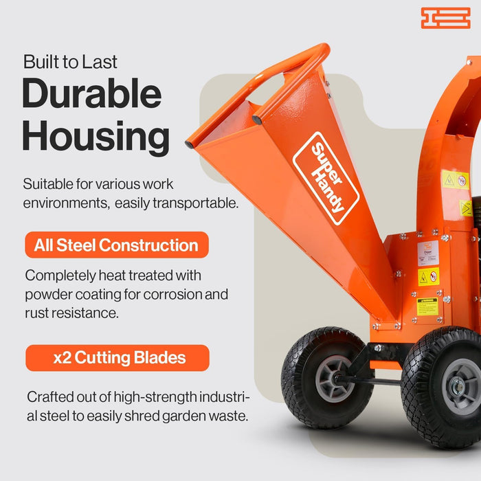 SuperHandy Mini Wood Chipper Shredder – 7HP 212cc, Compact, 7.6 cm Max Branch Capacity