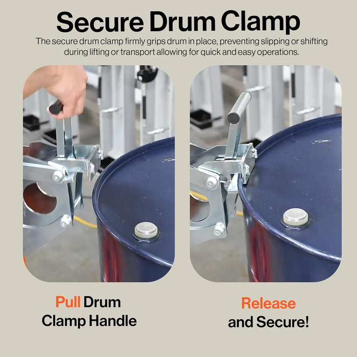 SuperHandy Hydraulic Drum Lift for 55-Gallon Drums – Heavy-Duty Barrel Lifter, 550 LB Capacity, Easy-to-Use Manual Drum Handler with PU Wheels for Warehouse & Industrial Use