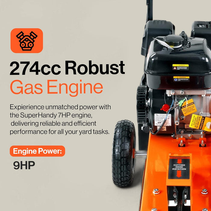 SuperHandy Gas-Powered Stump Grinder – 9 HP Engine, 30.5 cm Cutting Blade, 6 Carbide Teeth, Direct Belt Drive