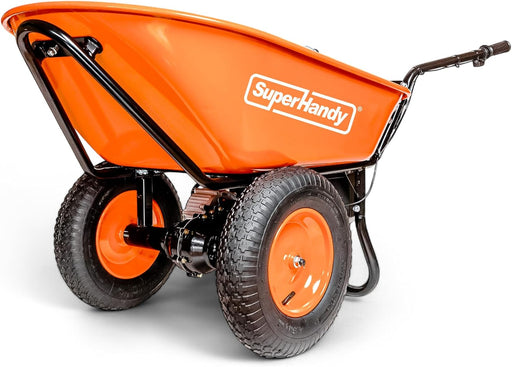 SuperHandy Electric Wheelbarrow – 48V 2Ah Li-Ion Battery, 330 lbs (150 kg) Capacity, 3 Cu.Ft. Steel Powder Coated Tub, Material & Debris Hauler Utility Cart