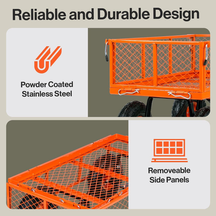 Superhandy Utility Wagon, Garden Cart, Lawn & Garden All Terrain, w/Heavy Duty Removable Side Meshes, 400 lbs Capacity