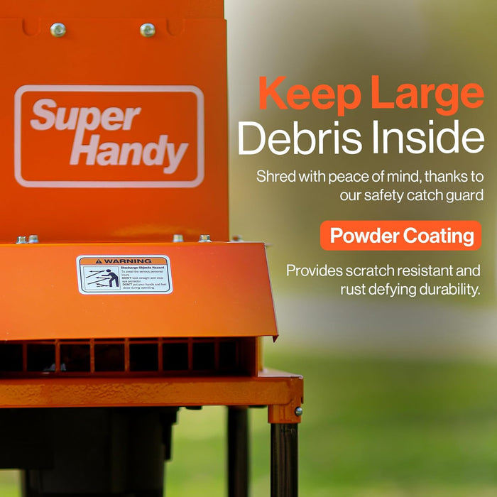 SuperHandy Electric Leaf Shredder – 15A Motor, Steel Body, 28 cm Blade, 1.3 cm Capacity, for Lawn Debris