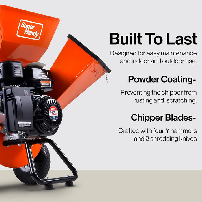 SuperHandy Wood Chipper Shredder Mulcher – 7HP Gas, 7.6 cm Capacity, 3-in-1 Design