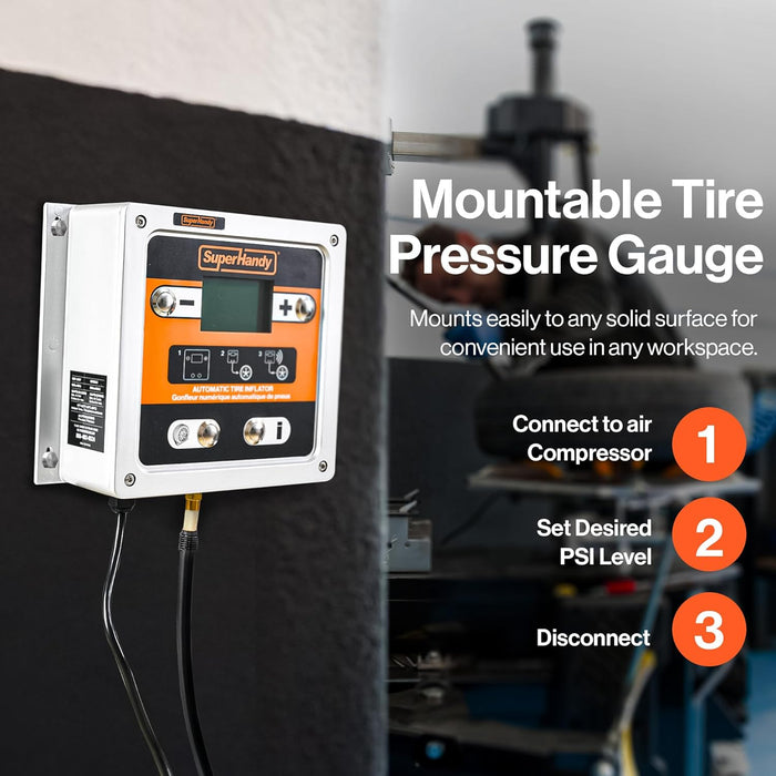 SuperHandy Digital Tire Pressure Gauge – 10–145 PSI, LCD Display, 1/4" NPT, Air Chuck & Hose