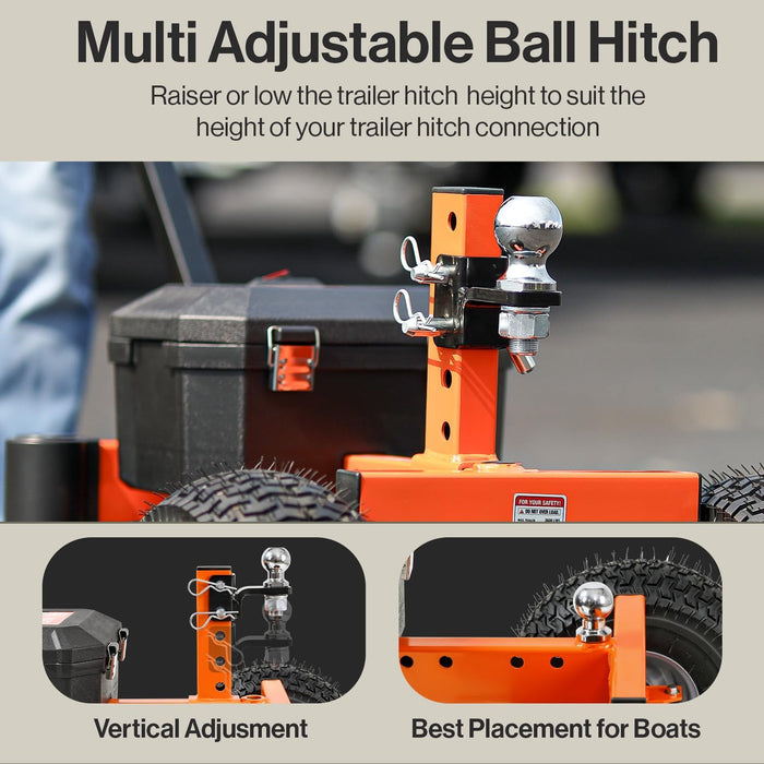 SuperHandy Electric Trailer Dolly – 1630 kg Max Weight, 272 kg Tongue Load, 24V Motor, Heavy-Duty Frame