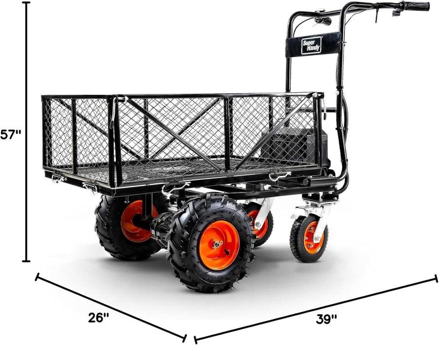 SuperHandy Utility Service Cart Power Wagon Wheelbarrow Electric 48V DC Powered 660Lbs Load and 1000Lbs+ Hauling Capacity Farm and Garden All Purpose Modular Cargo Bed
