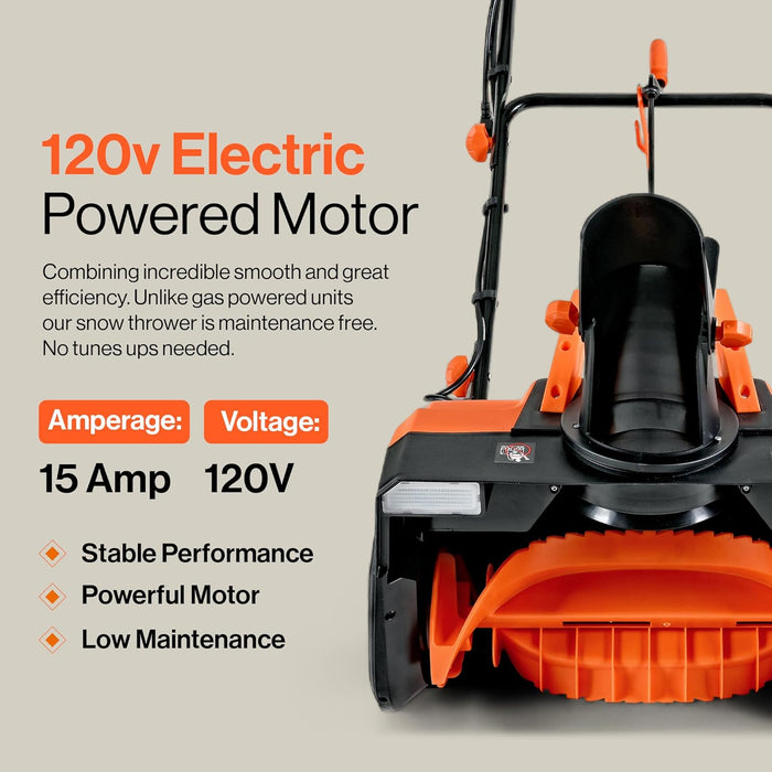 SuperHandy Electric Snow Blower – 120V Corded, 23 in. Clearing Width, 12 in. Depth, 3300 RPM Motor, 25 ft. Throwing Distance, Lightweight Walk-Behind Design for Snow Removal