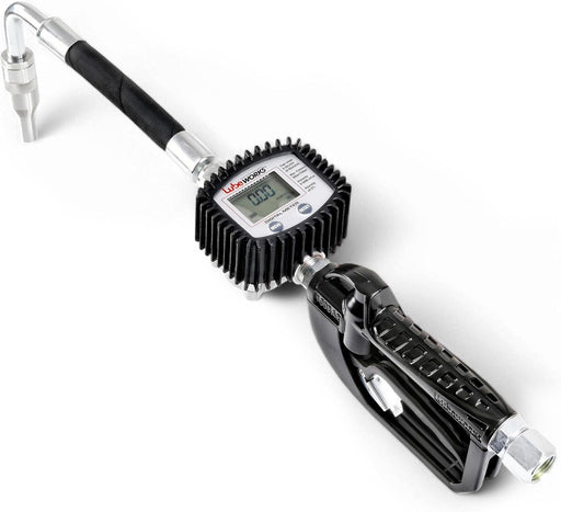 Lubeworks Oil Control Valve Digital Meter Dispensing Nozzle 10GPM/35LPM Heavy Duty Air Operated Pneumatic 1/2" inch NPT Inlet Pressure Range 7-725 Psi 5-50 Bar with Flexible Spout (Not for Gasoline)