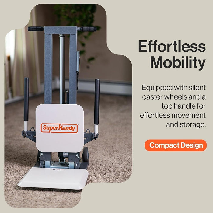 SuperHandy Electric Floor Lift for Seniors and People with Disabilities - Portable, Adjustable, 500LBS Weight Limit, Human Floor Lift, Ergonomic Design, Dual Power, Easy Storage [Patent Pending]