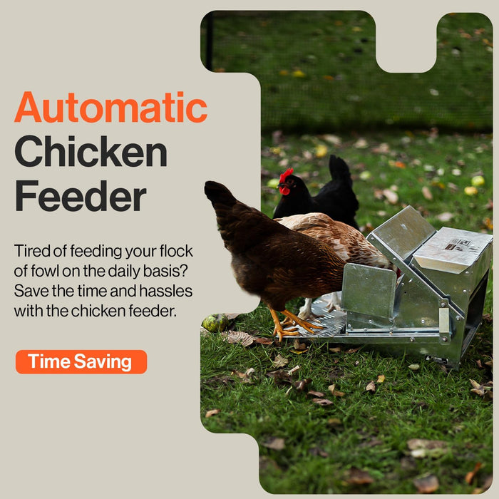 SuperHandy Chicken Feeder – 9kg (20 lb) Capacity, Galvanized Steel, Spill-Proof Trough with Bird Guard, Outdoor Poultry Feeder