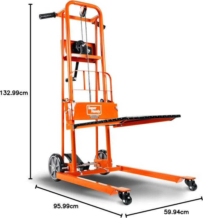 SuperHandy Material Lift Stacker – 150 kg Lift, 102 cm Max Height, Dolly with Swivel Casters, Manual Winch