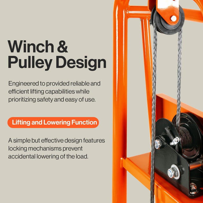 SuperHandy Material Lift Stacker – 150 kg Lift, 102 cm Max Height, Dolly with Swivel Casters, Manual Winch