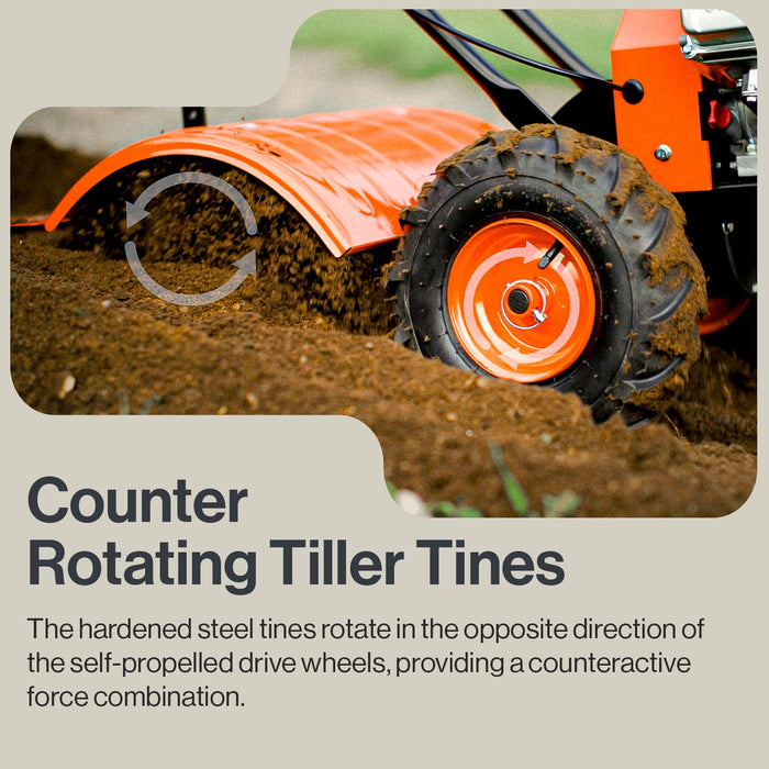 SuperHandy Tiller Cultivator – 7HP 209cc, Adjustable Depth & Width, Rear Tine for Garden Beds
