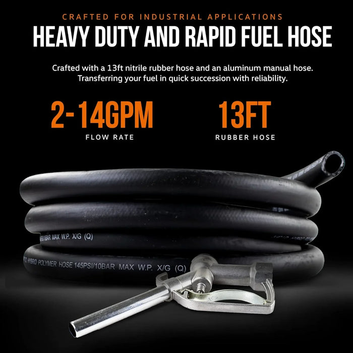 SuperHandy Diesel Transfer Pump Kit 10GPM/40LPM Heavy Duty Portable Electric DC 12V Alligator Clamps Includes: Aluminum Manual Nozzle, Delivery & Suction Hose w/Filter (NOT for Gasoline)