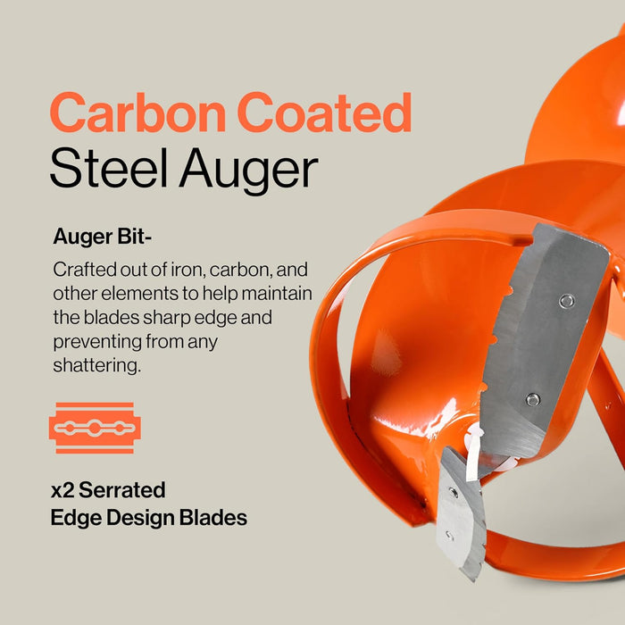 SuperHandy Ice Auger 48V 2Ah 88.8Wh Li-Ion Electric Cordless with 3-Flight Steel Bit, 24" Ice Drilling Depth, Brushless Motor, 2-Speed Transmission, LED Light – Battery & Charger Included
