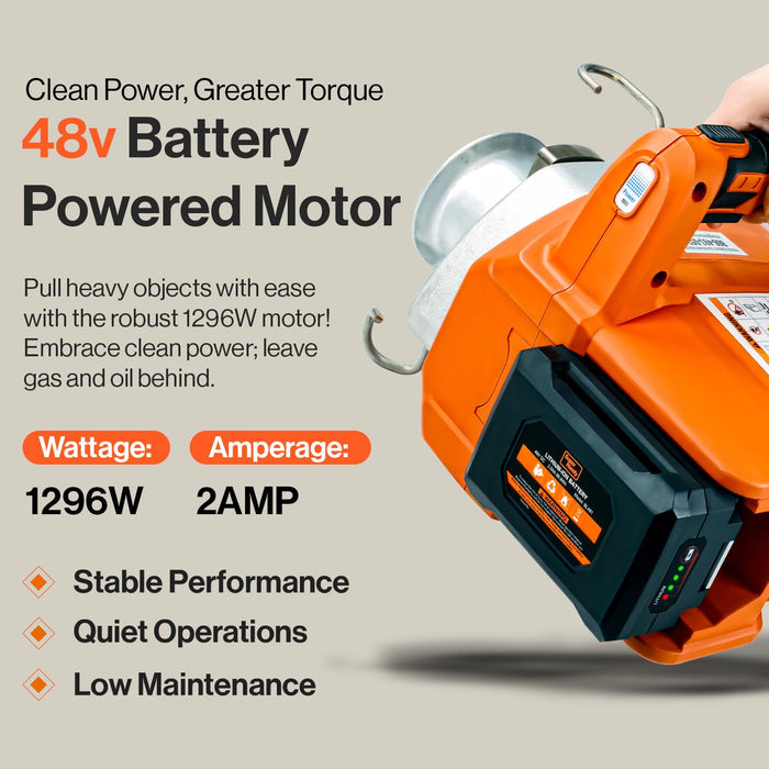 SuperHandy Electric Capstan Winch – Brushless Motor, 450–900 kg Pull, with Rope, Battery & Charger