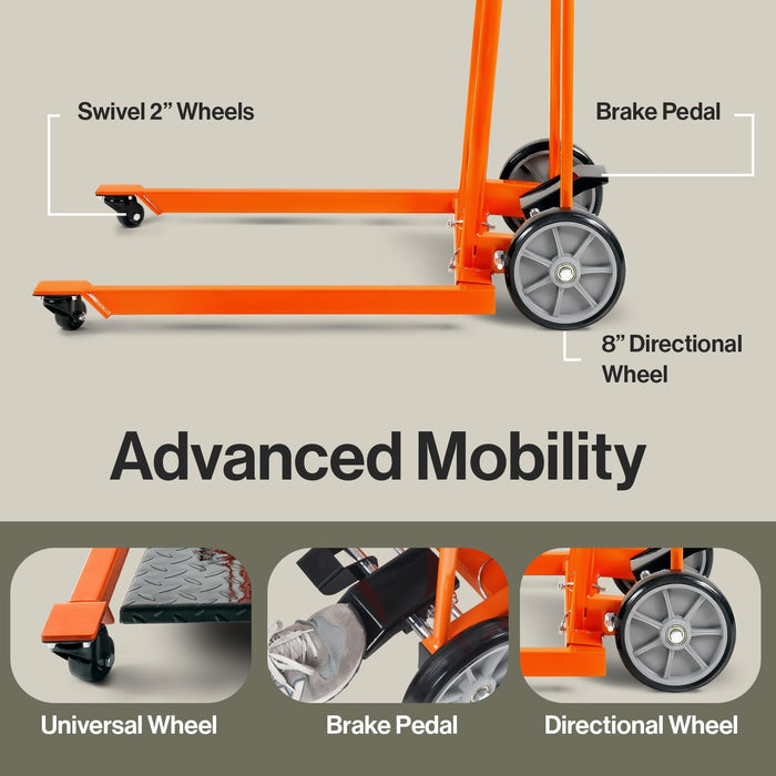 SuperHandy Material Lift Stacker – 150 kg Lift, 102 cm Max Height, Dolly with Swivel Casters, Manual Winch