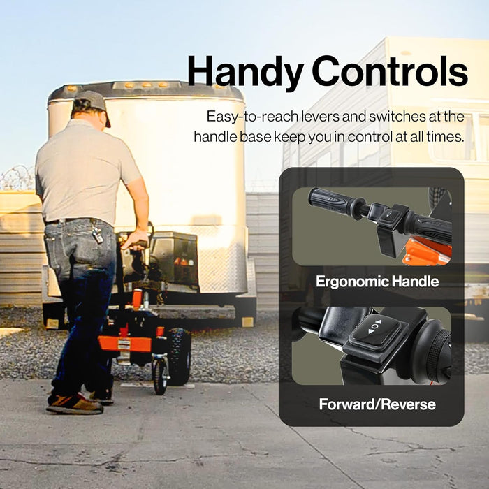 SuperHandy Electric Trailer Dolly – 3400 kg Capacity, 24V 800W Motor, 2" Ball Hitch, Thumb Throttle, 6-Wheel Design