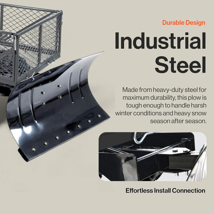 SuperHandy Snow Plow Blade Attachment – 30.5 in. Steel Blade with 30° Angle Adjustment, Compatible with Electric Utility Carts – Heavy Duty Snow Removal for Driveways & Walkways