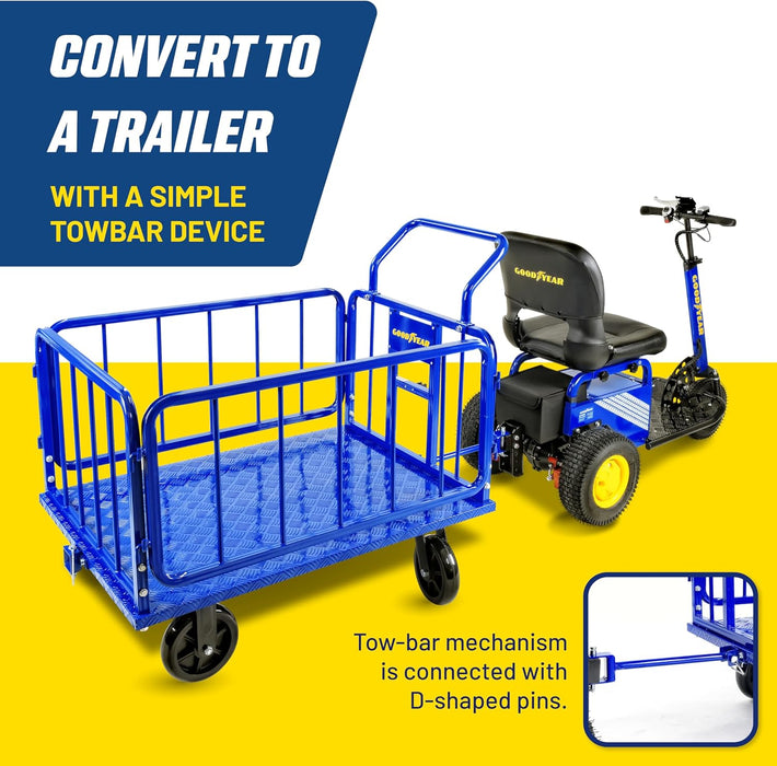 Goodyear Utility Cargo Trailer – 545 kg Capacity, with Hitch & 20 cm Casters, for Tugger Carts