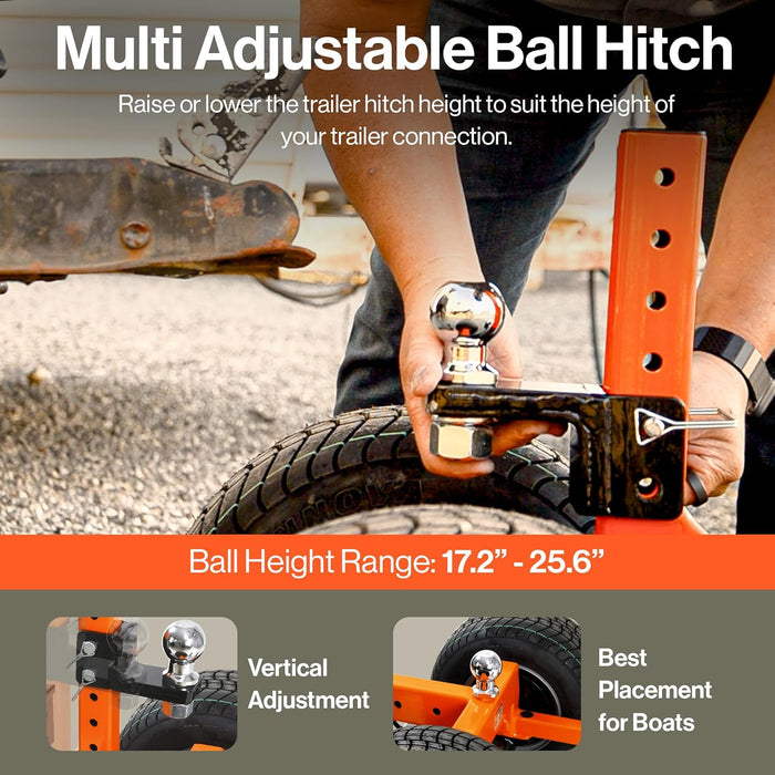 SuperHandy Electric Trailer Dolly – 3400 kg Capacity, 24V 800W Motor, 2" Ball Hitch, Thumb Throttle, 6-Wheel Design